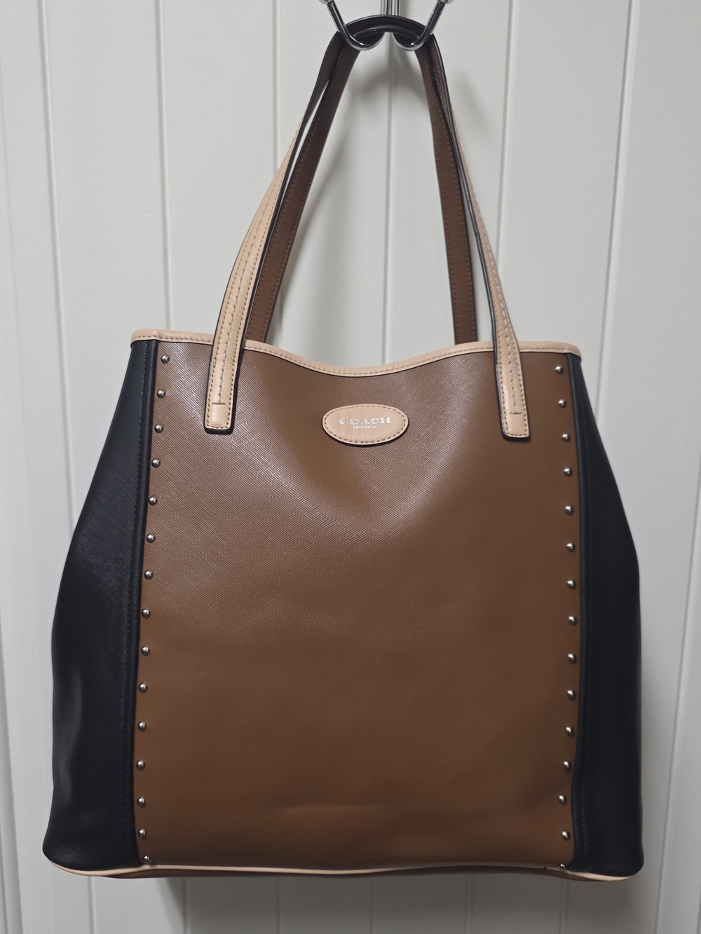 Coach Metro Colorblock Studded Leather Tote Bag Style  #F31325
